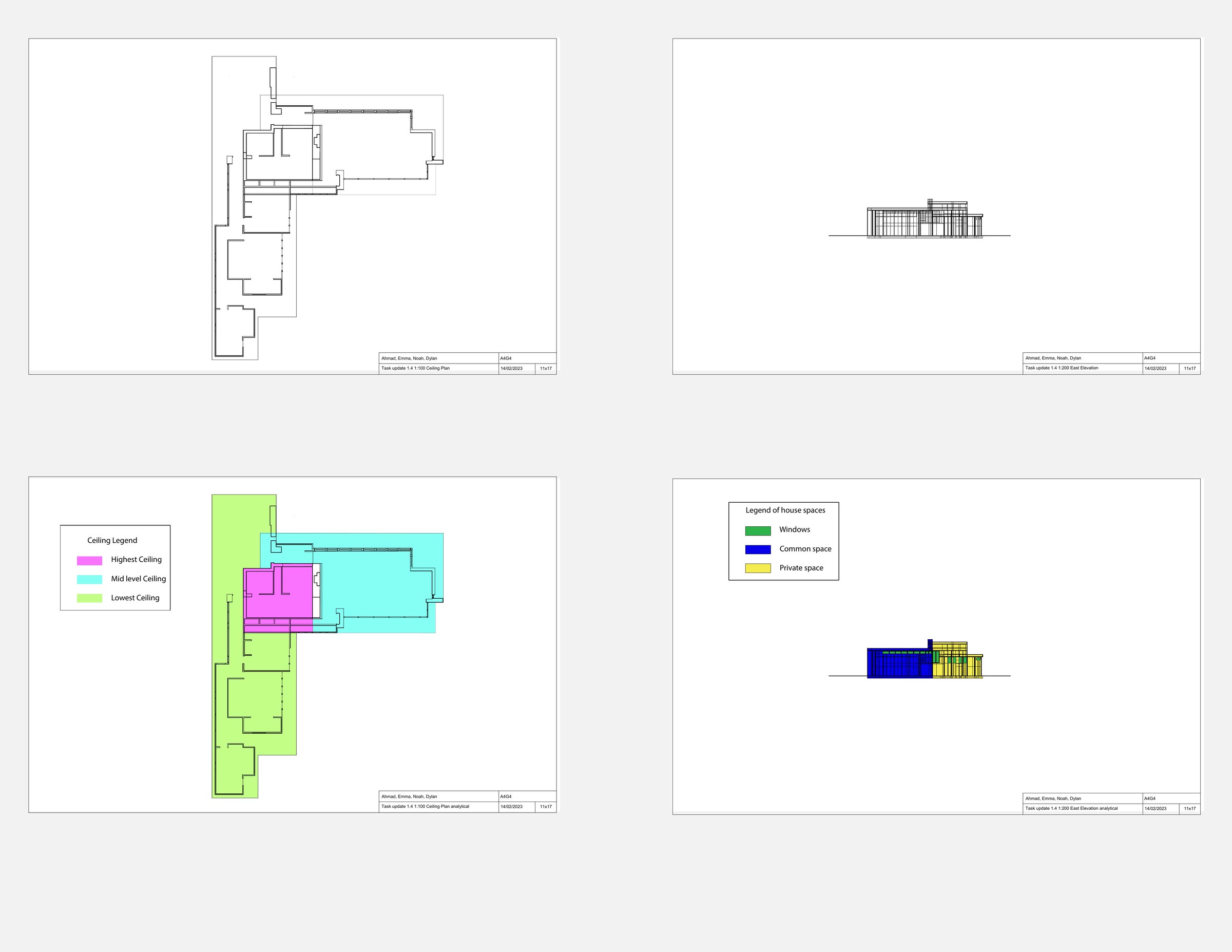 Plan and elevation with two coloured plan diagrams and a legend keying the zones